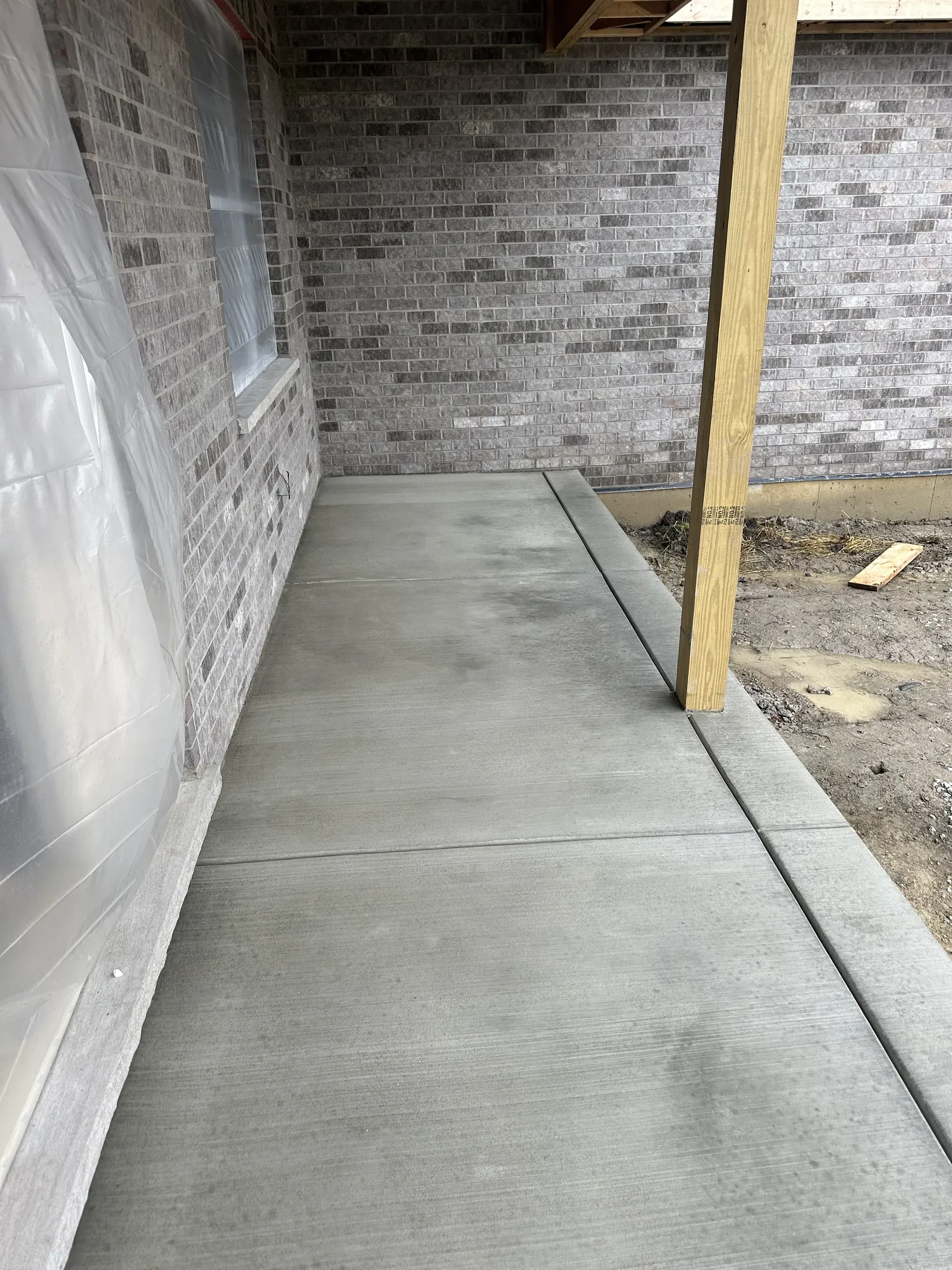 Finished covered porch with screen panels