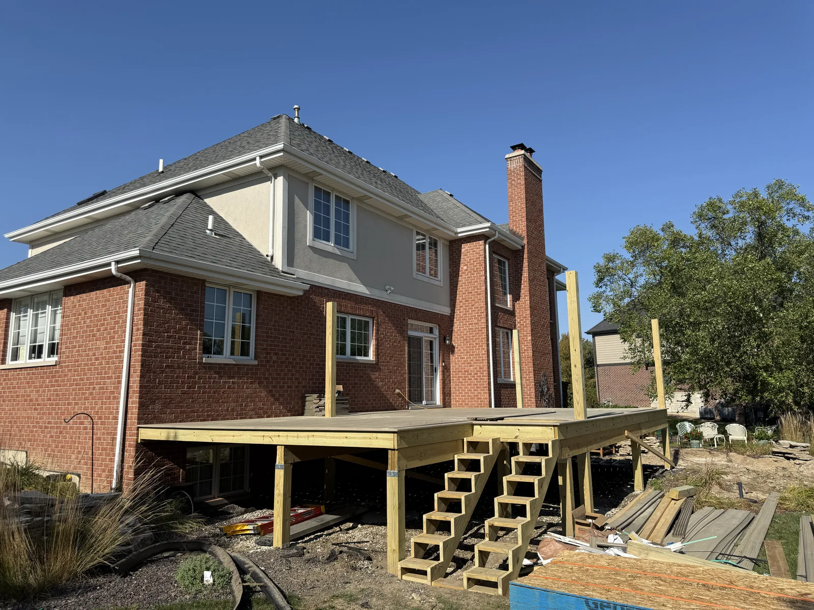 Active construction stage with framing and structural work