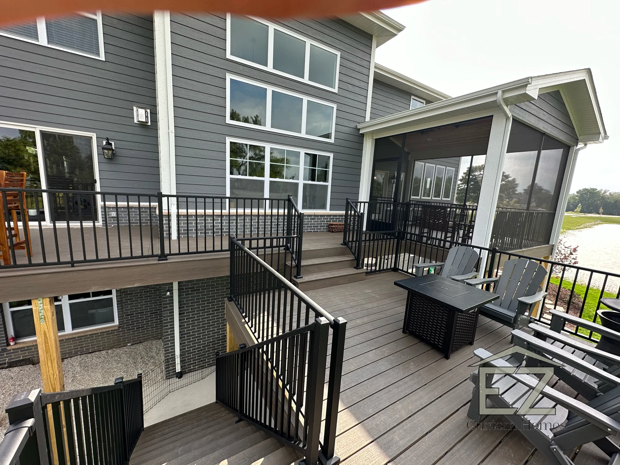 Finished back patio built by EZ Custom Homes in New Lenox, IL