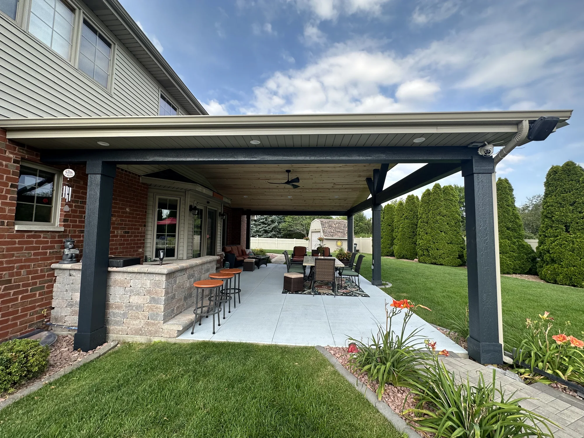 Covered patio built by EZ Custom Homes in New Lenox, IL