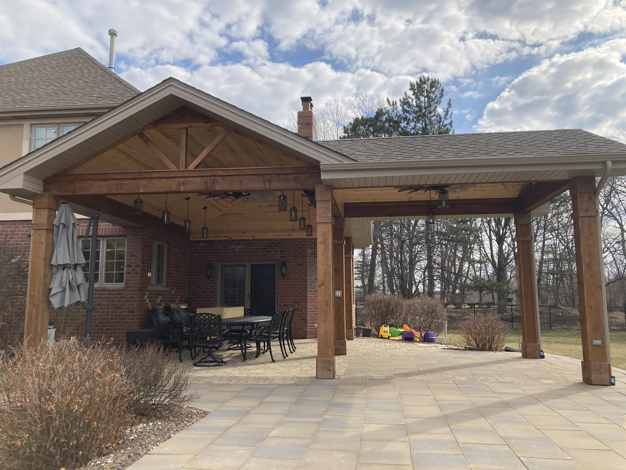 Covered patio built by EZ Custom Homes in New Lenox, IL