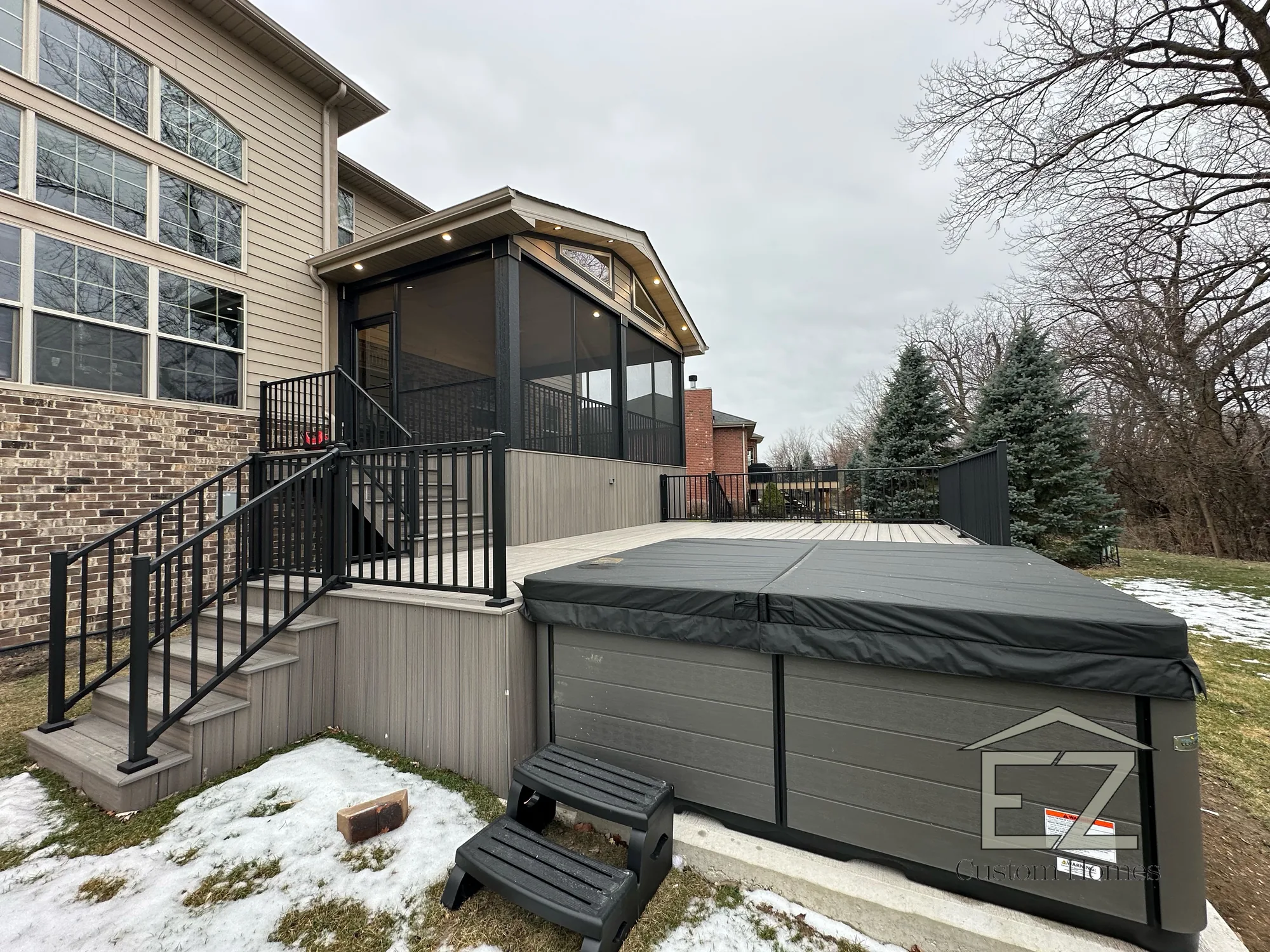 Covered patio built by EZ Custom Homes in New Lenox, IL